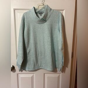 T by Talbots Mint Green Sweater Women's 2XP Pullover Sunburst Ombre Print Fleece
